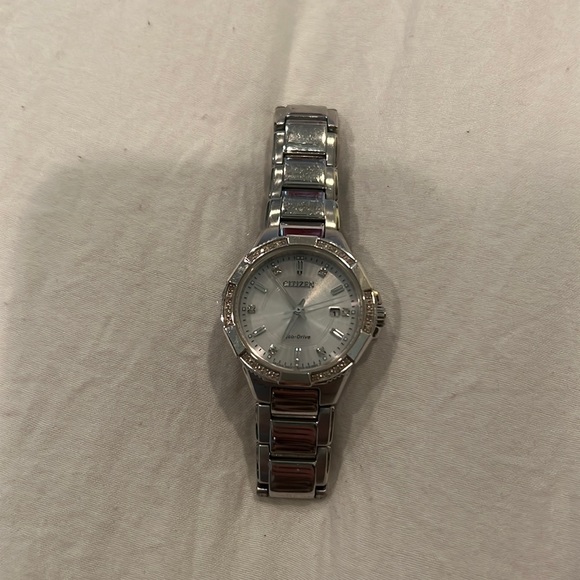 Womens Citizen watch with rhinestone bezel and face